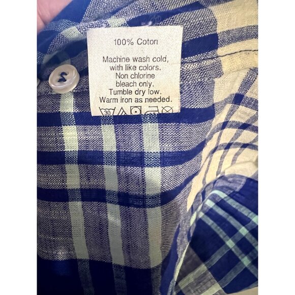 J. Crew Blue Plaid Popover Shirt Women's Size Extra Small 100% Cotton Roll Tab S - Picture 5 of 5